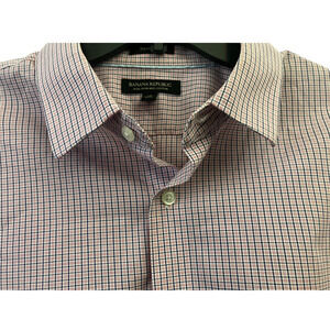Banana Republic Men’s Shirt XL Slim Fit Non-Iron Cotton Plaid Check Button Up